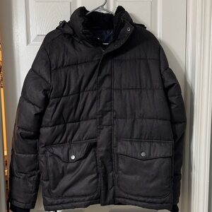 Old Navy Men's Black Hooded Puffer Jacket